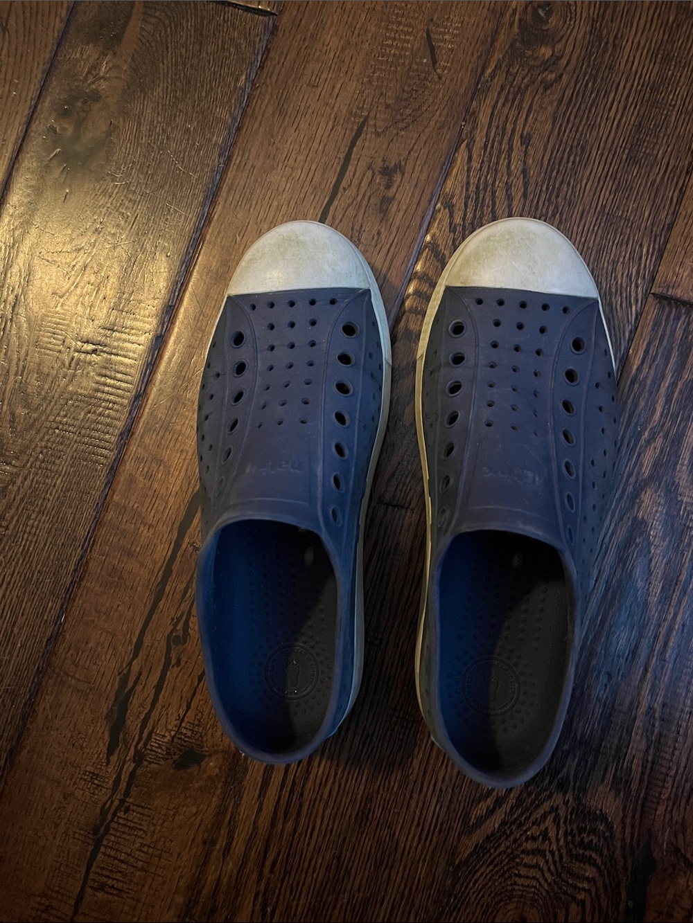 Native Men's Navy Slip-On Loafers with Cream Toe Caps